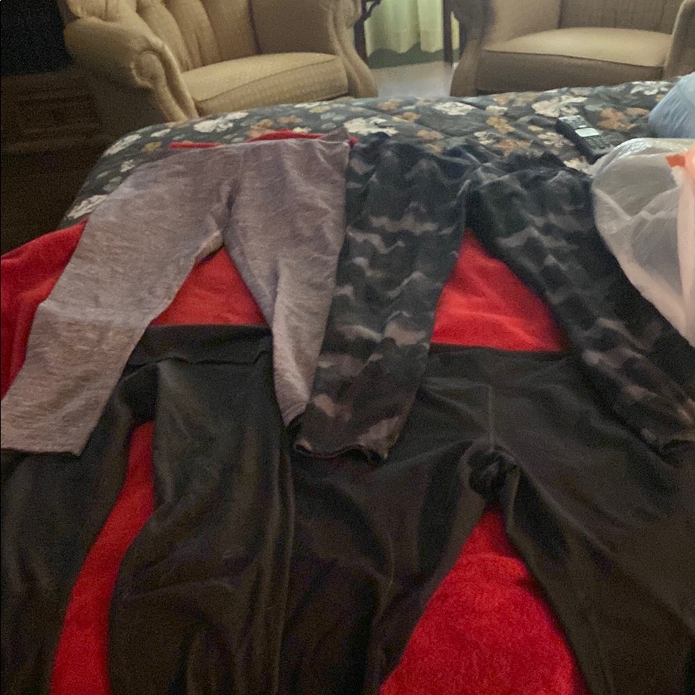 Set of Three Women's Leggings - Gray, Camouflage, Black